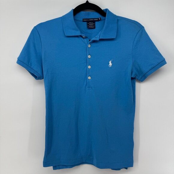 Ralph Lauren Sport Blue Short Sleeve Slim Fit Golf Polo Shirt Womans Medium - Picture 1 of 4